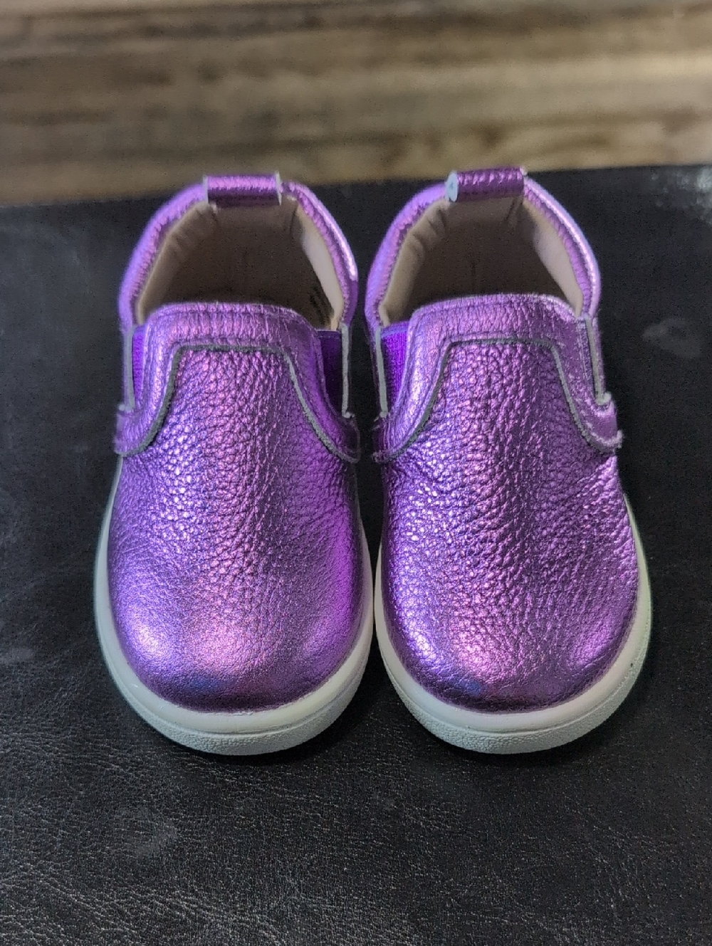 Monkey Feet Metallic Purple Slip-On Sneakers for Kids